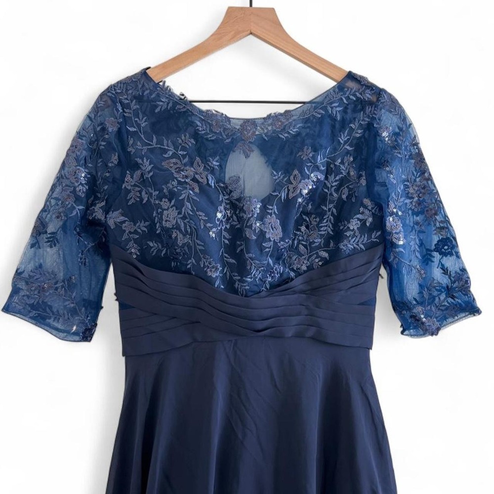Mother of the Groom Bride Dress Navy Blue Womens Size 8 Formal Gown Maxi Prom